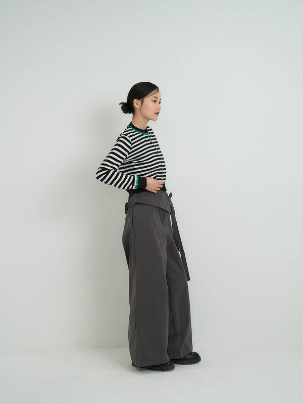 ベルト付き ワイドデニムパンツ 大人カジュアル レディース Uenui