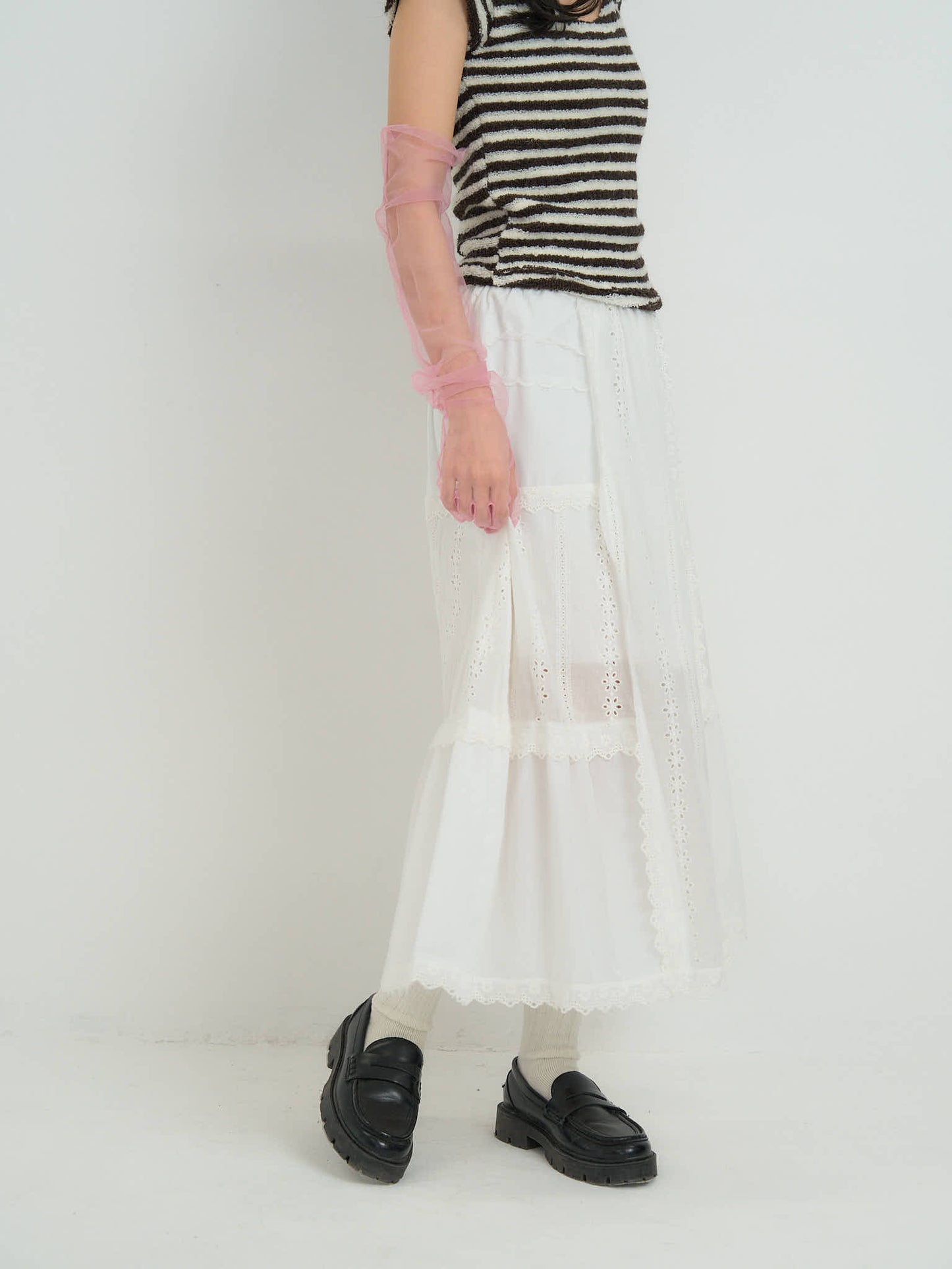 lace tiered long skirt