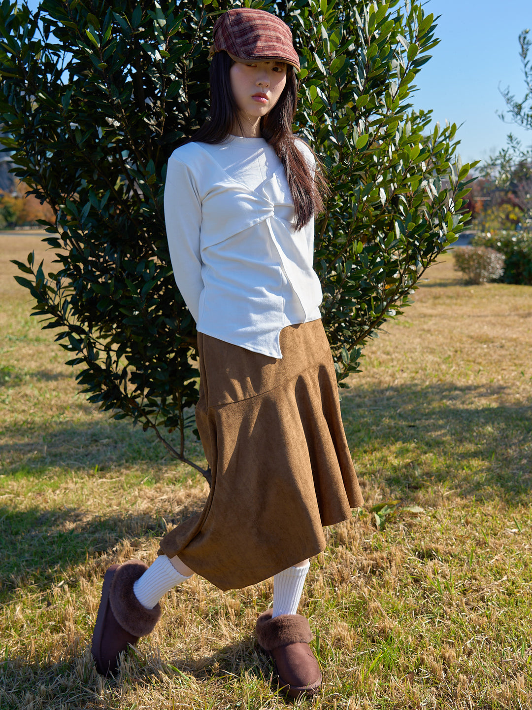 suede asym skirt