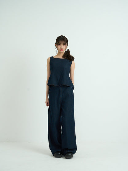 square neck denim top