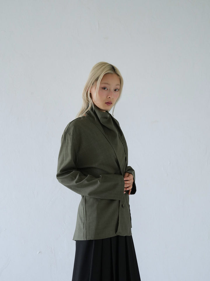 【 10月上旬発送予定 】drape neck asymmetric blouse