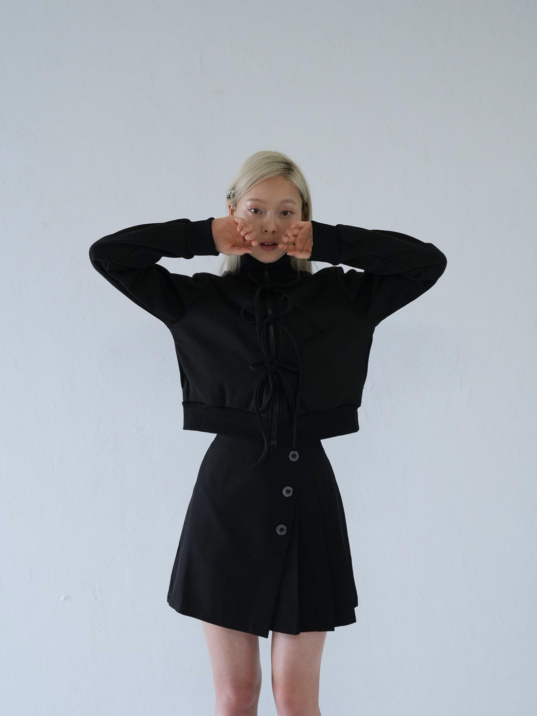 slanting button trapezoid skirt