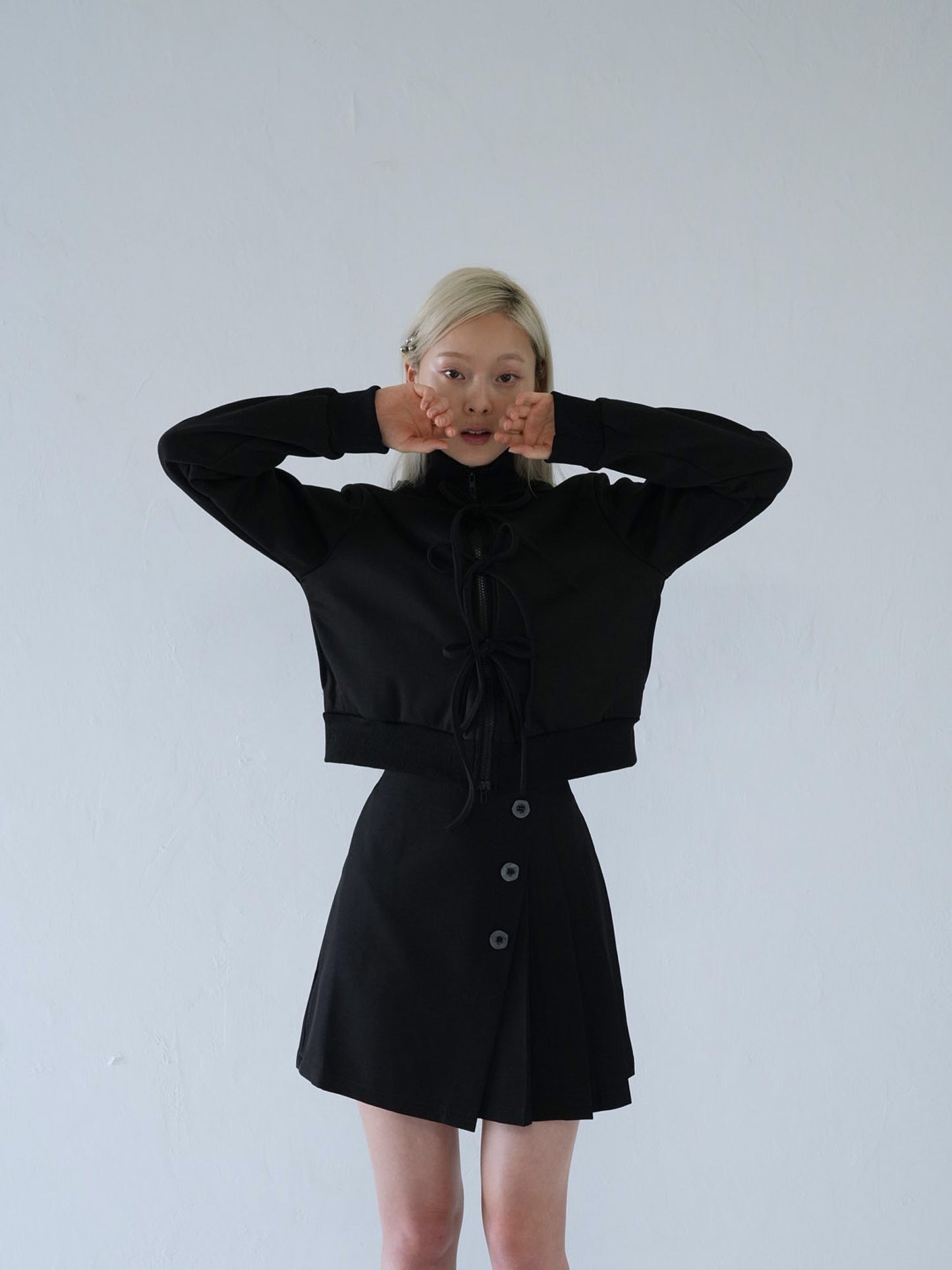 slanting button trapezoid skirt