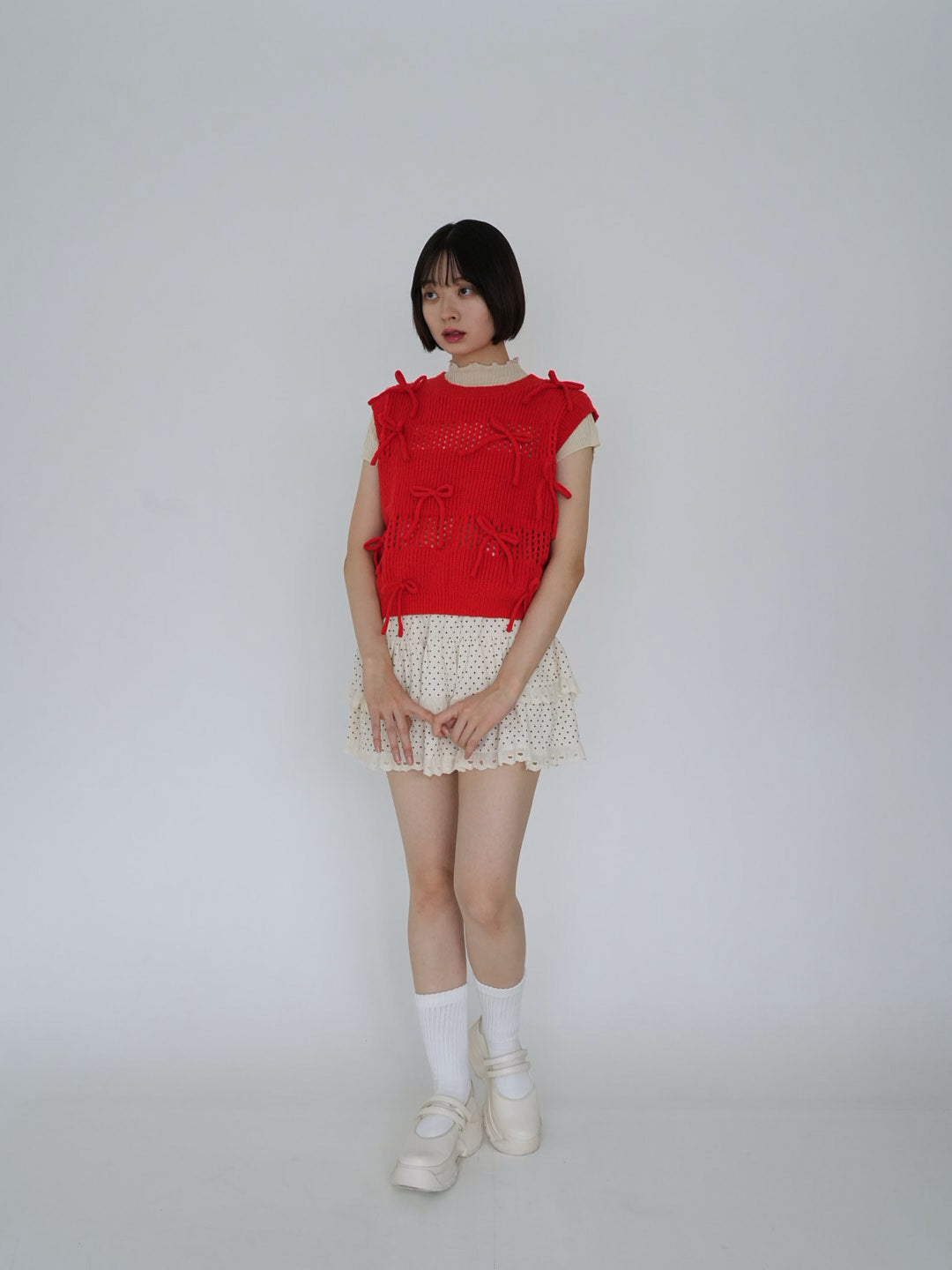ribbon knit vest