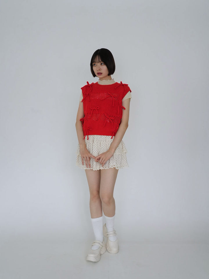 ribbon knit vest