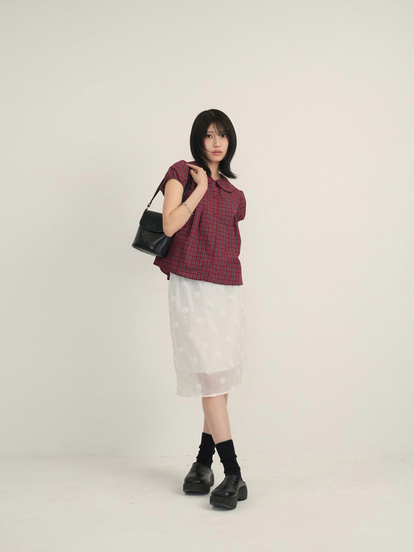 doll collar plaid blouse