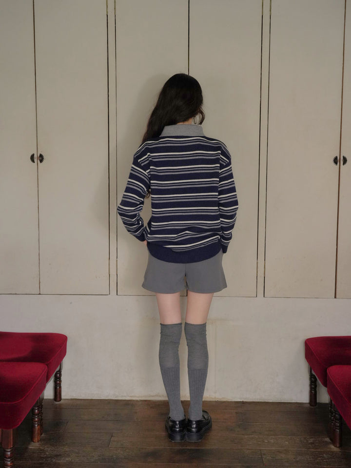 retro stripe collar knit