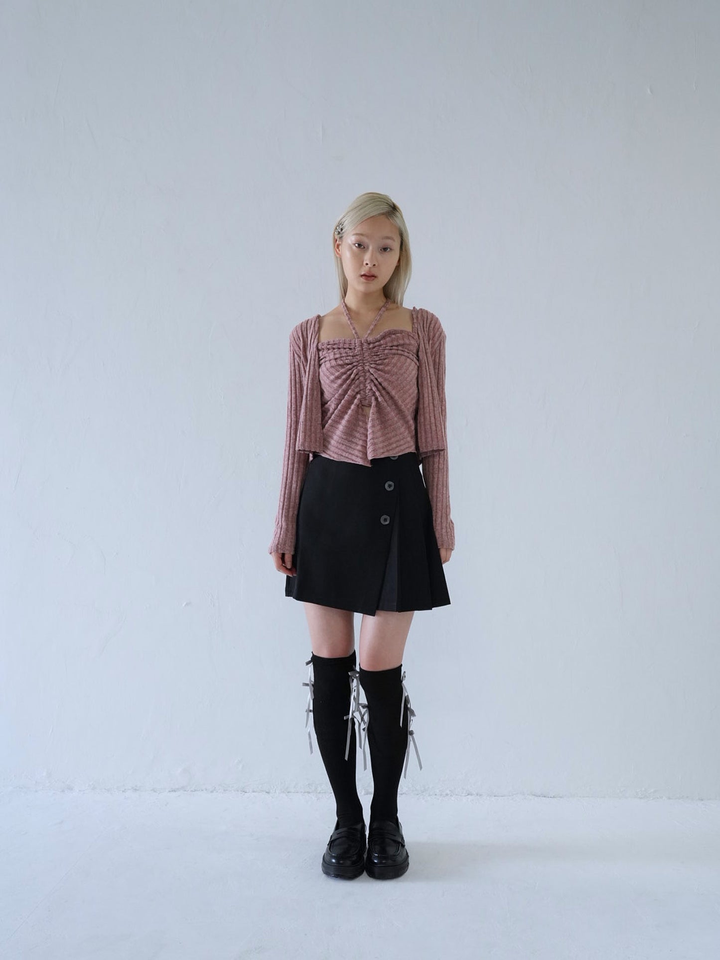 slanting button trapezoid skirt