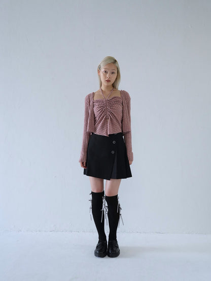 slanting button trapezoid skirt