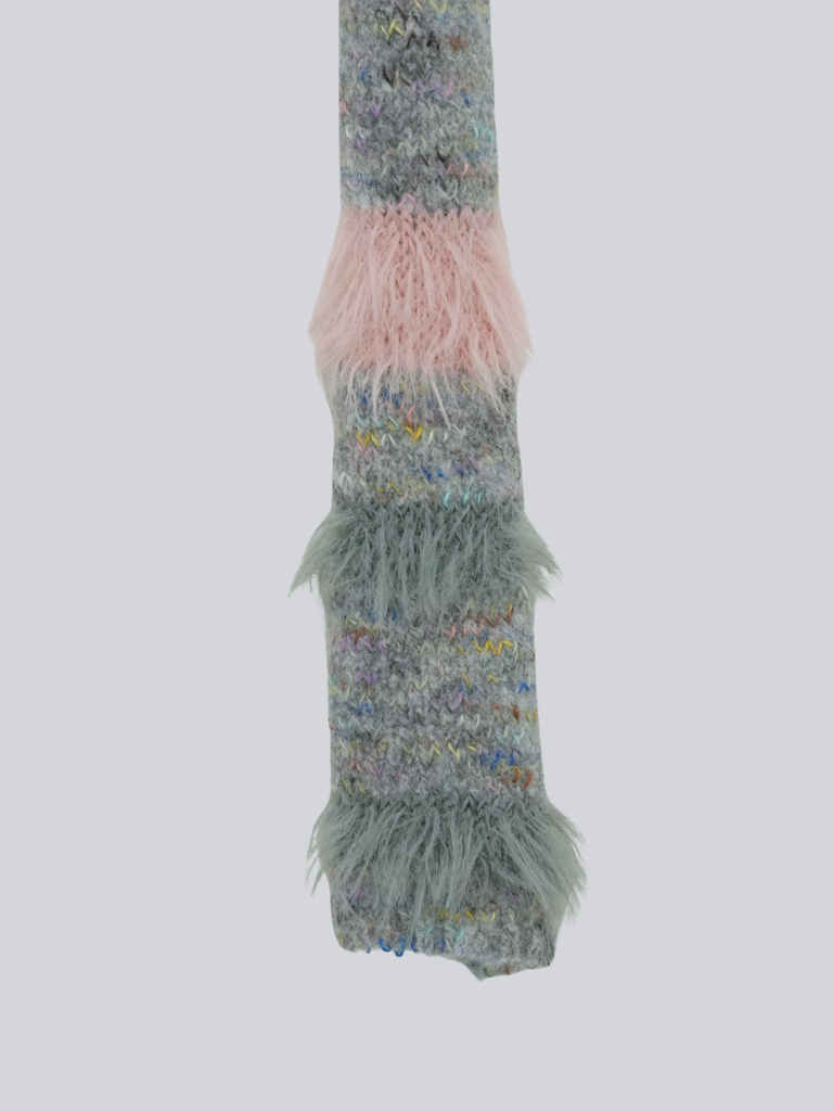 furry stripe knit muffler