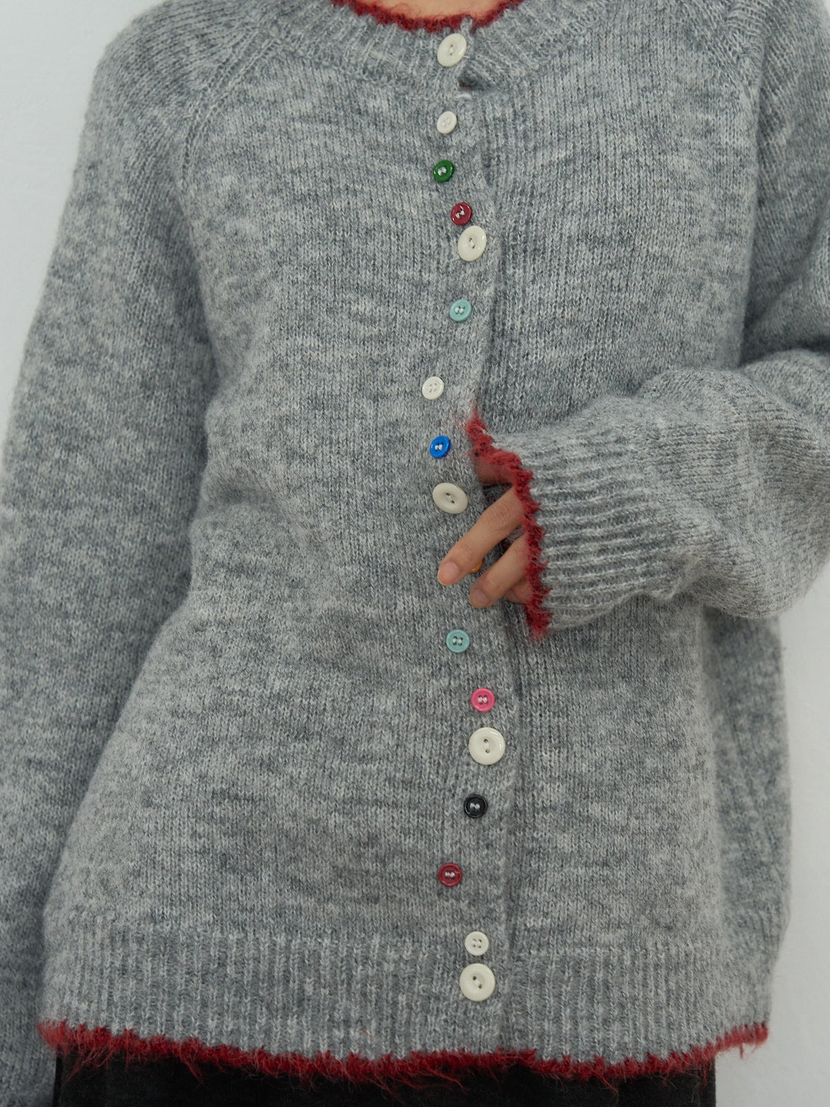 color button knit cardigan