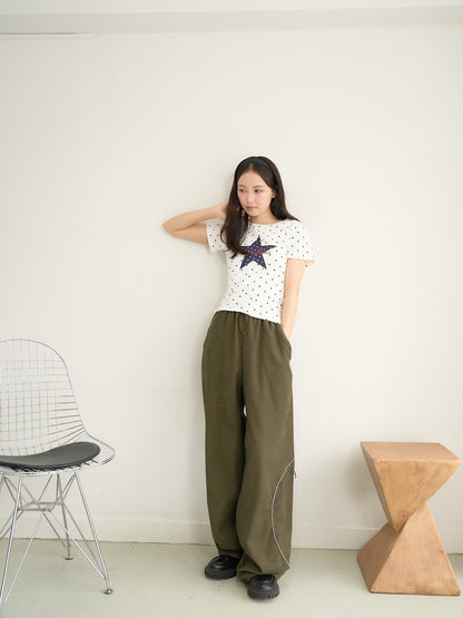 stitch line wide pants