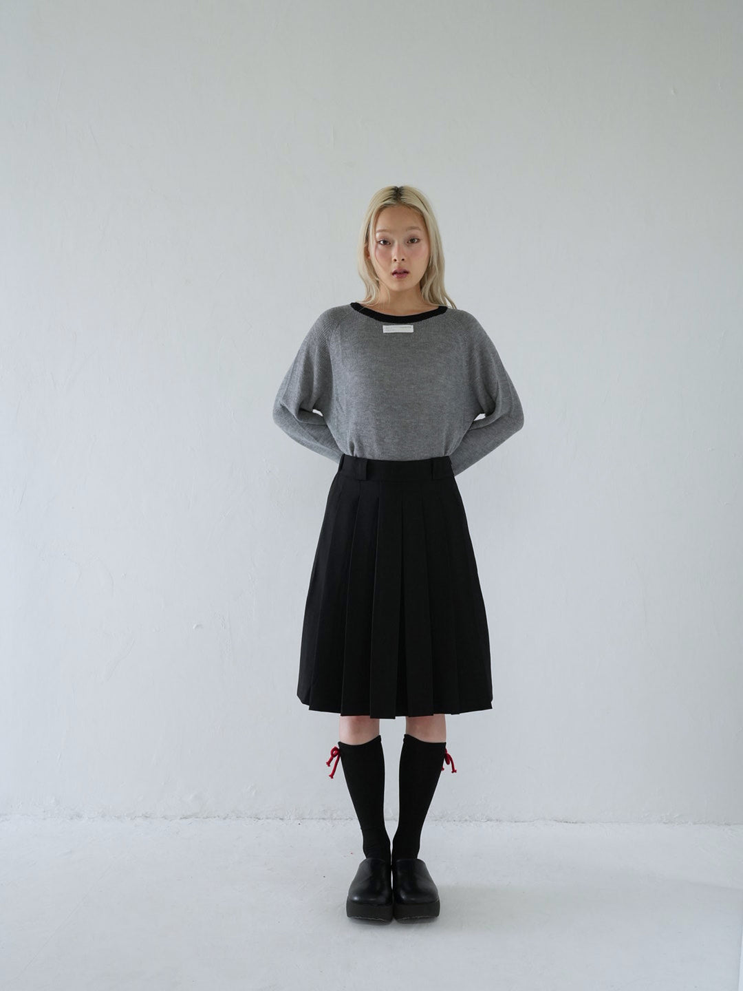 【 10月上旬発送予定 】contrast trim rib knit top