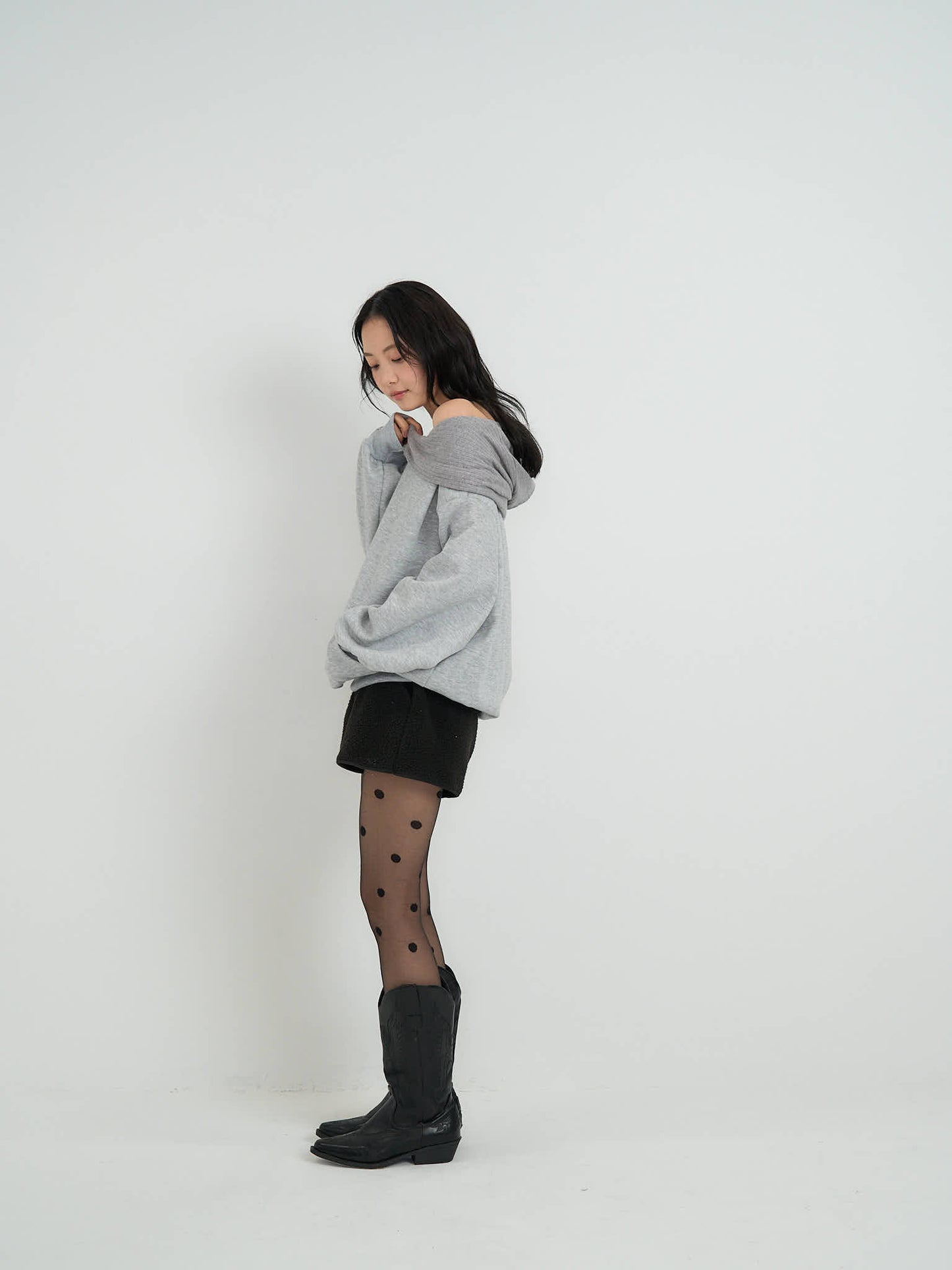 2way off shoulder sweat hoodie