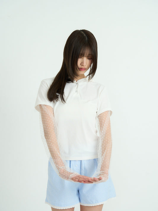 sheer layered polo tee