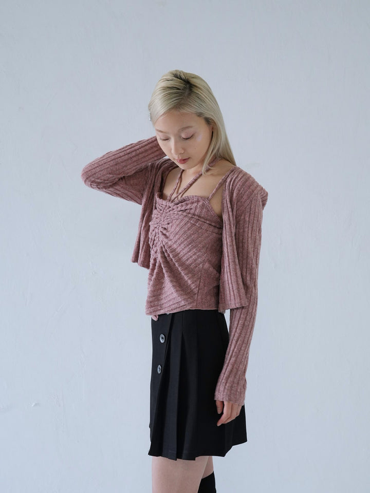 【 10月上旬発送予定 】ribbed ruched cami & cardigan set