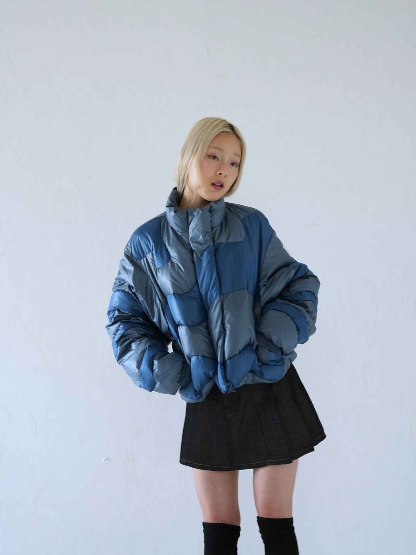 wave bicolor down jacket