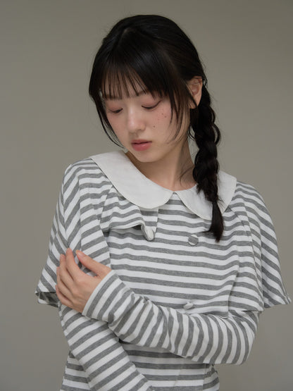 border doll collar cape sleeve top