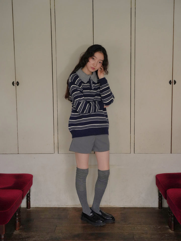 retro stripe collar knit