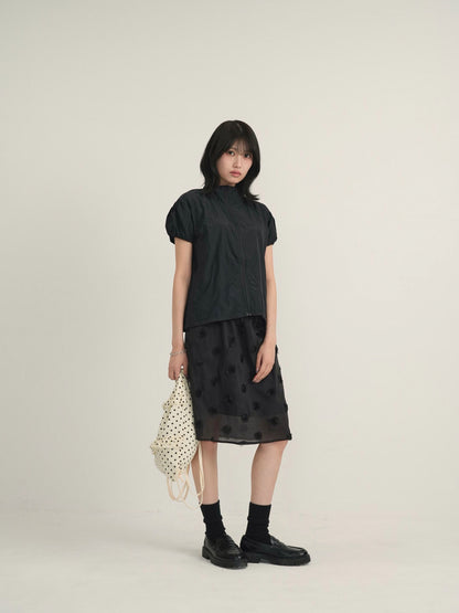 stand collar zip short jacket