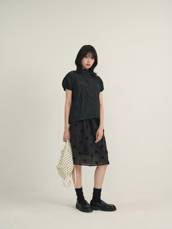 stand collar zip short jacket