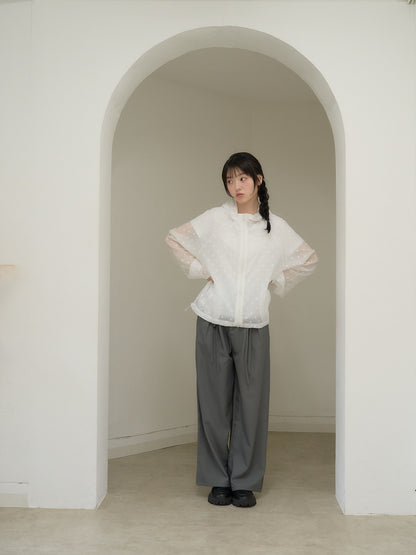 dot sheer hoodie