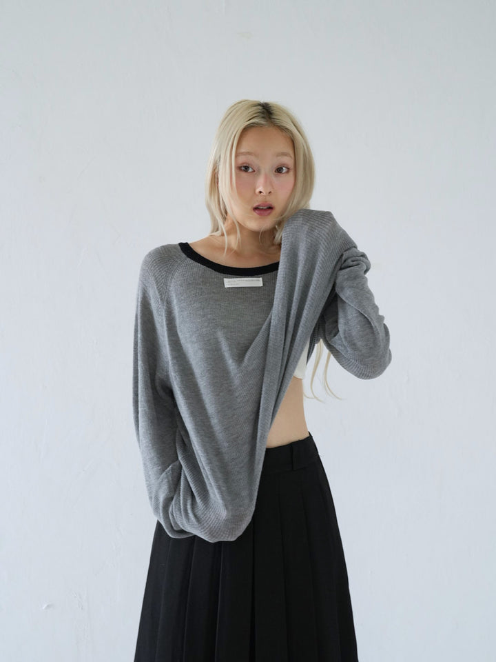 【 10月上旬発送予定 】contrast trim rib knit top
