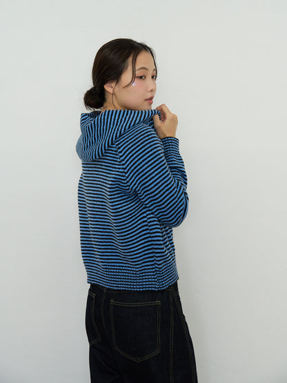 border knit zip hoodie
