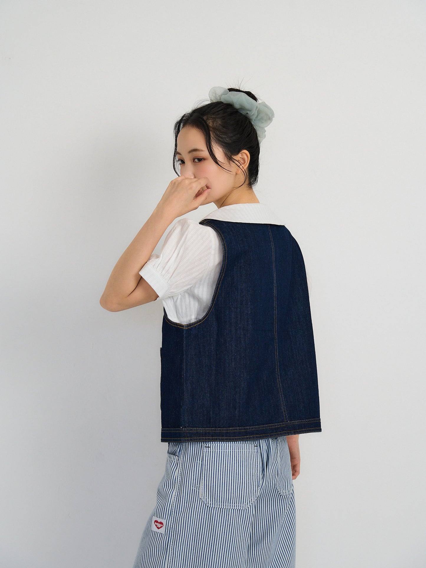 denim stitch vest