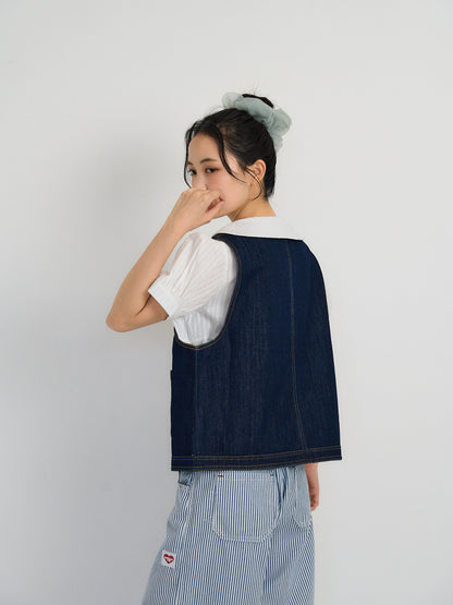 denim stitch vest