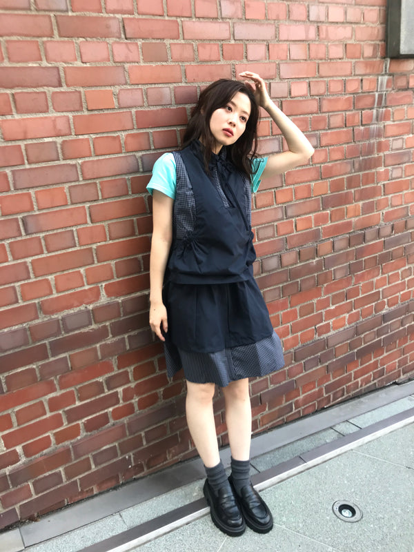 check vest & skirt set