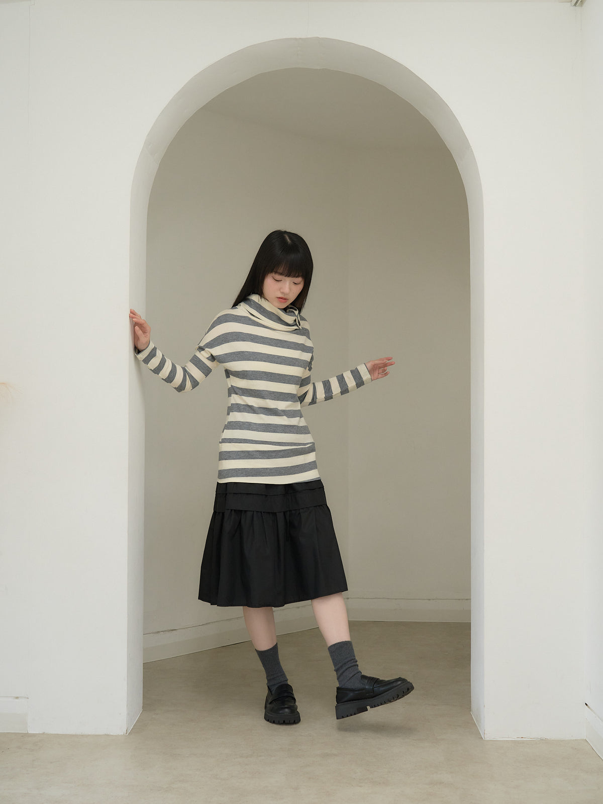 2way neck border knit