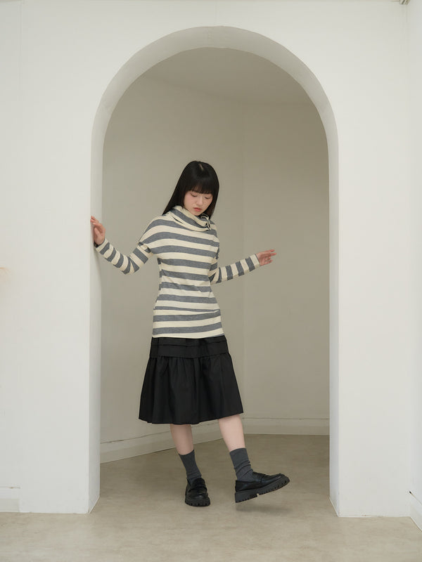 2way neck border knit