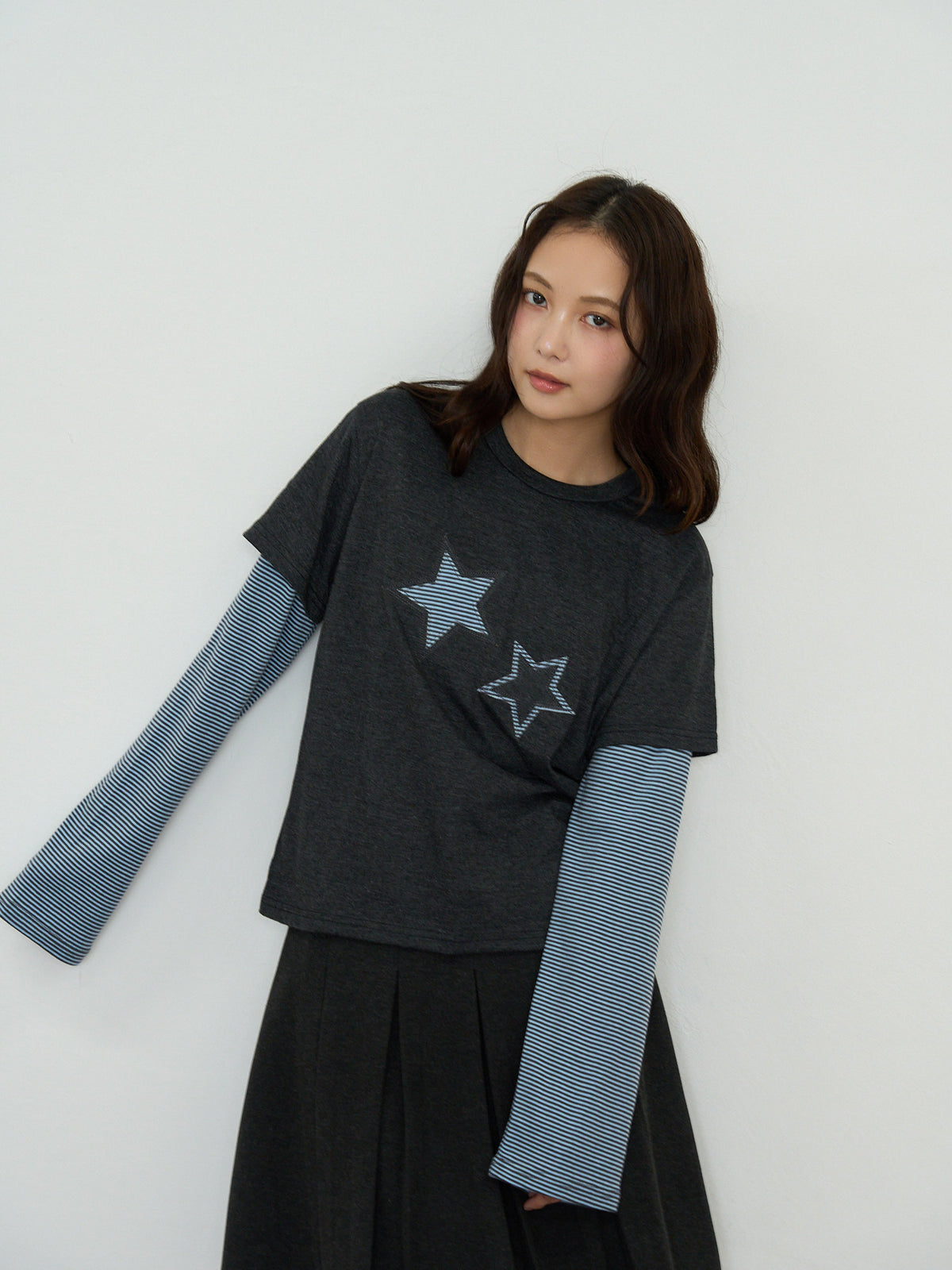 star border layered long sleeve tee