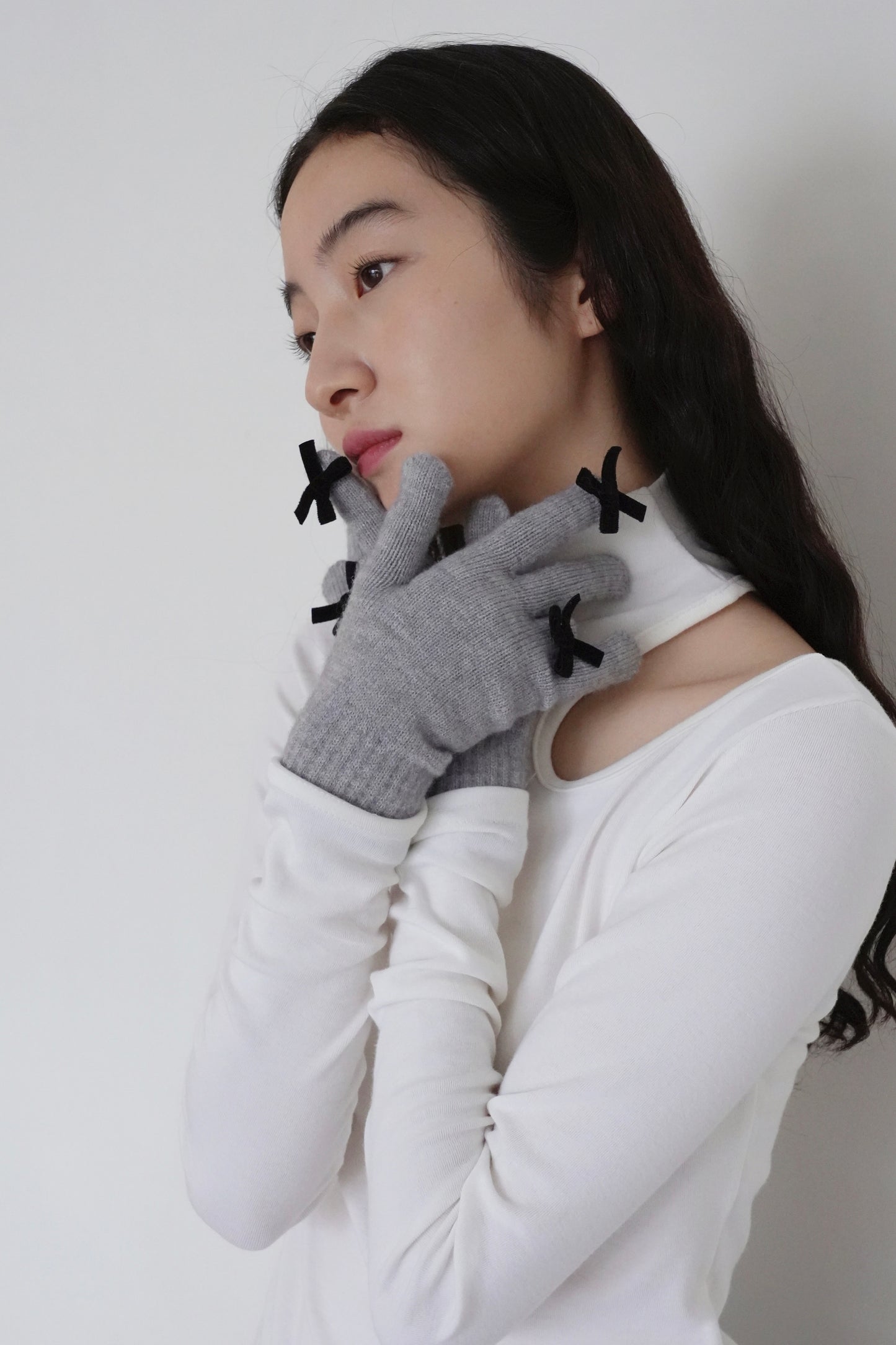 ribbon knit gloves
