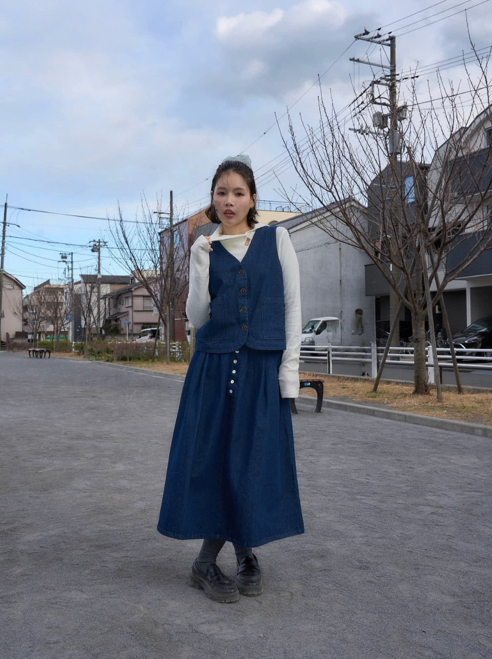 denim button casual vest
