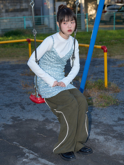 stitch line wide pants