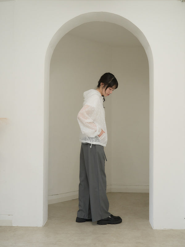 high waist ribbon wide pants