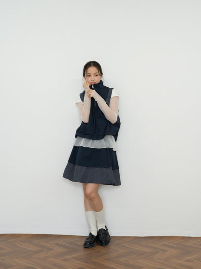 check vest & skirt set