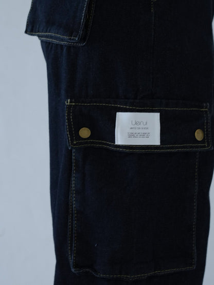 dark denim cargo pants
