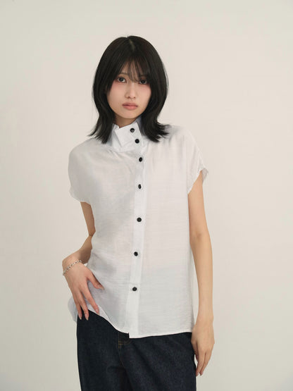 cotton linen stand collar shirt
