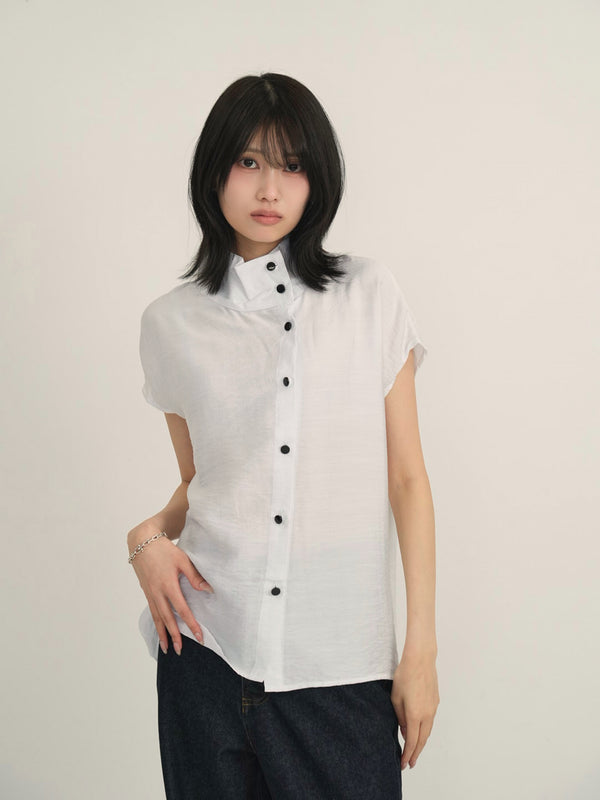 cotton linen stand collar shirt