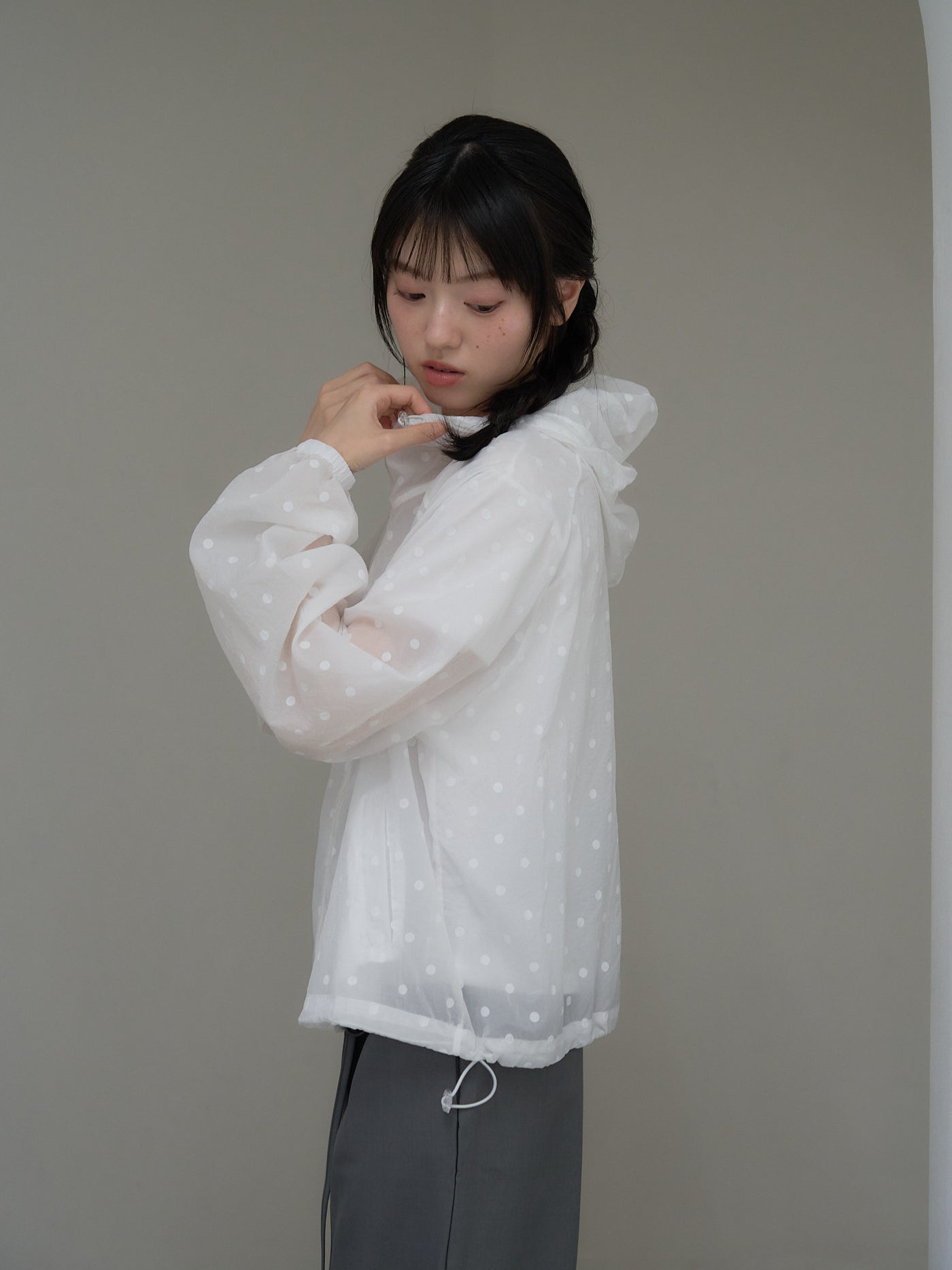 dot sheer hoodie