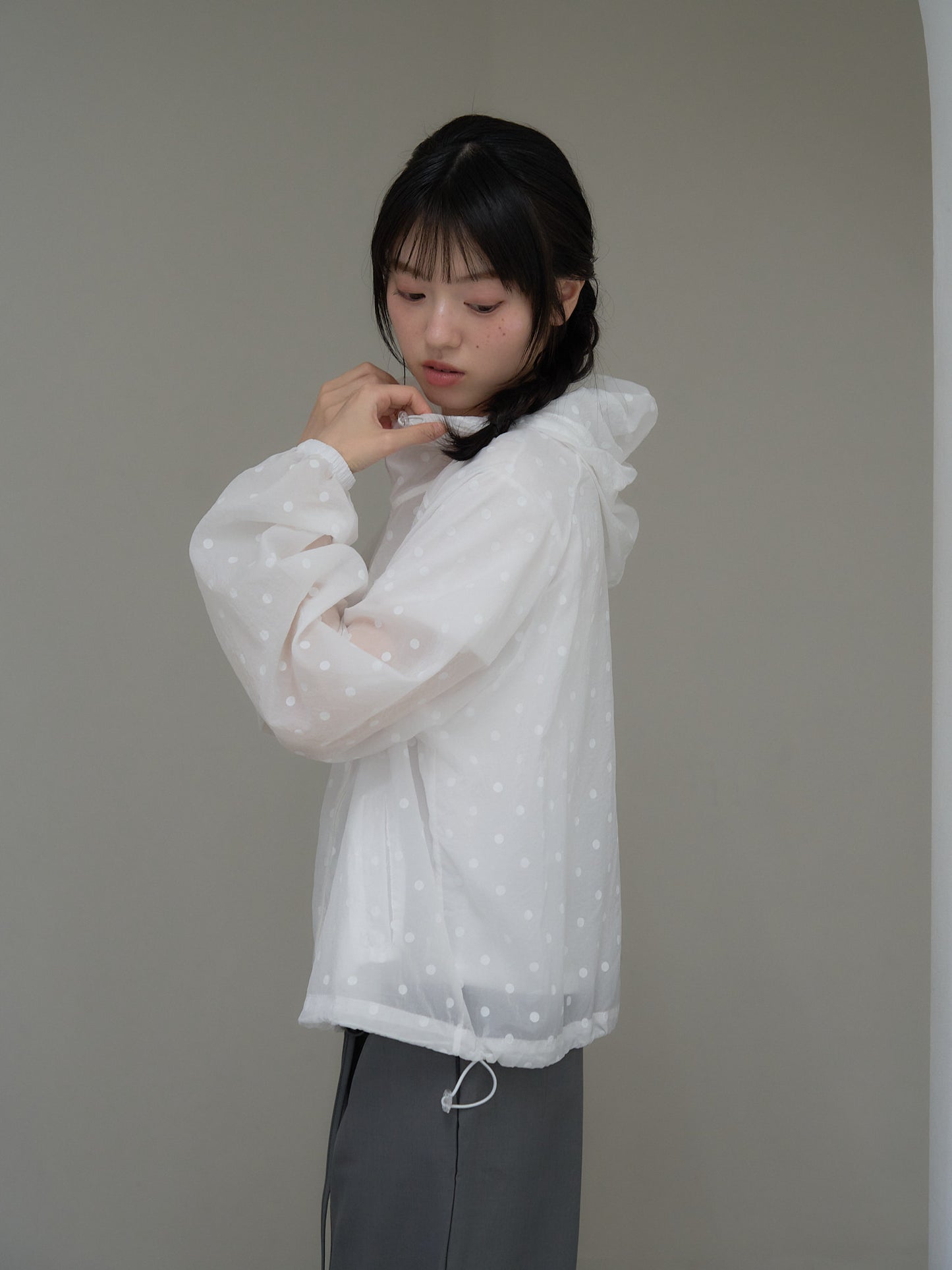 dot sheer hoodie