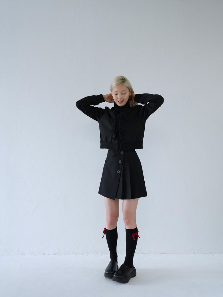 slanting button trapezoid skirt