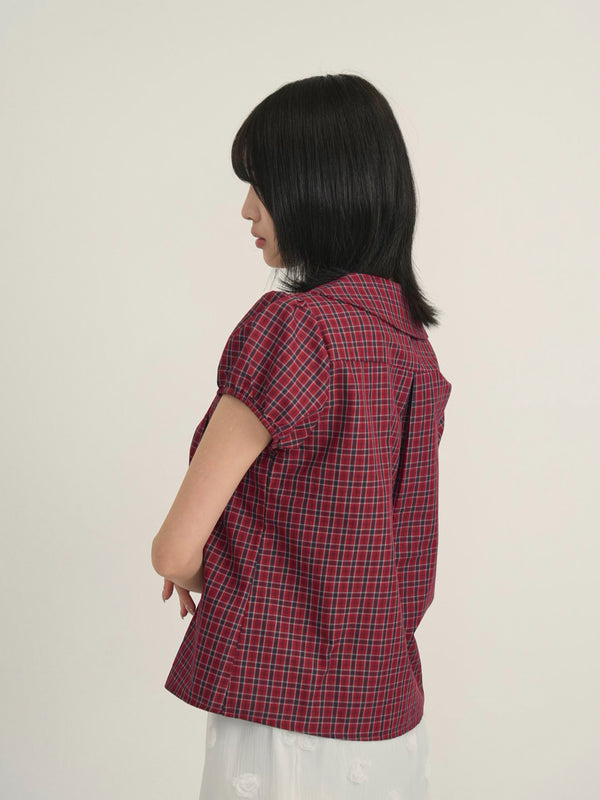 doll collar plaid blouse