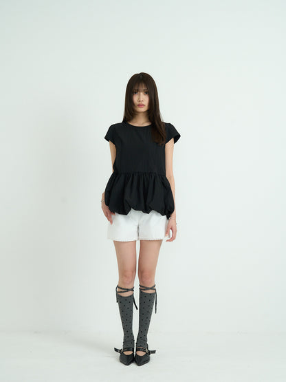 peplum puff sleeve blouse