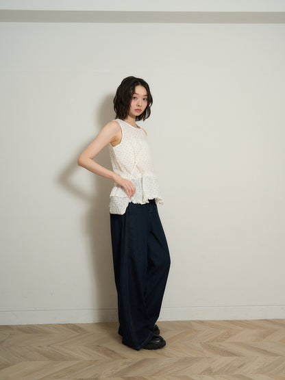 dot sleeveless blouse set