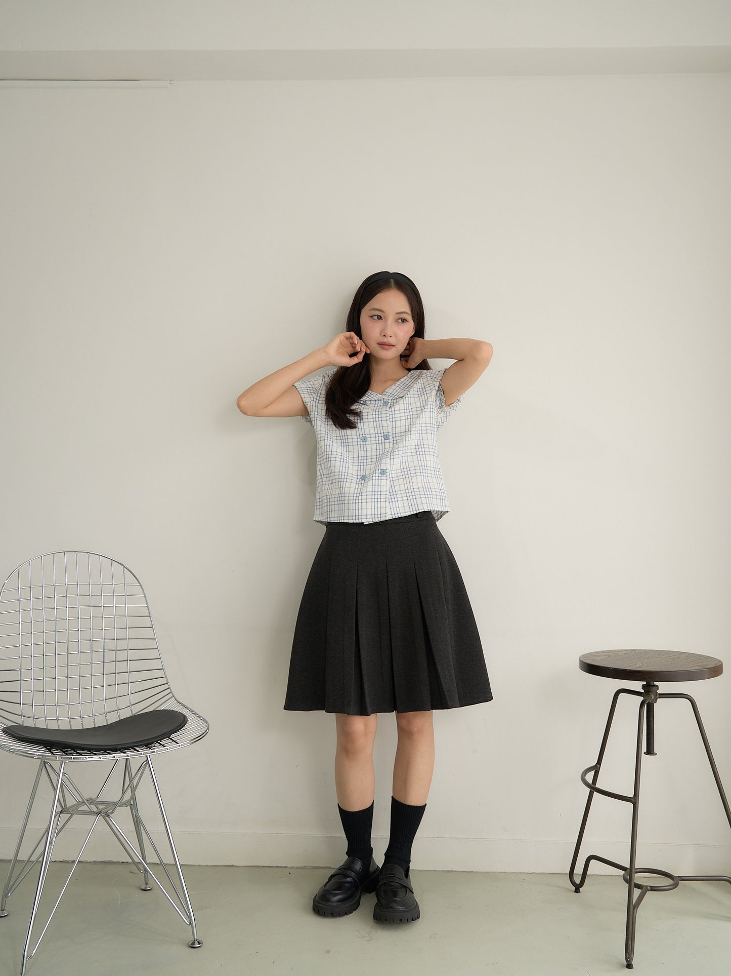 check sailor blouse
