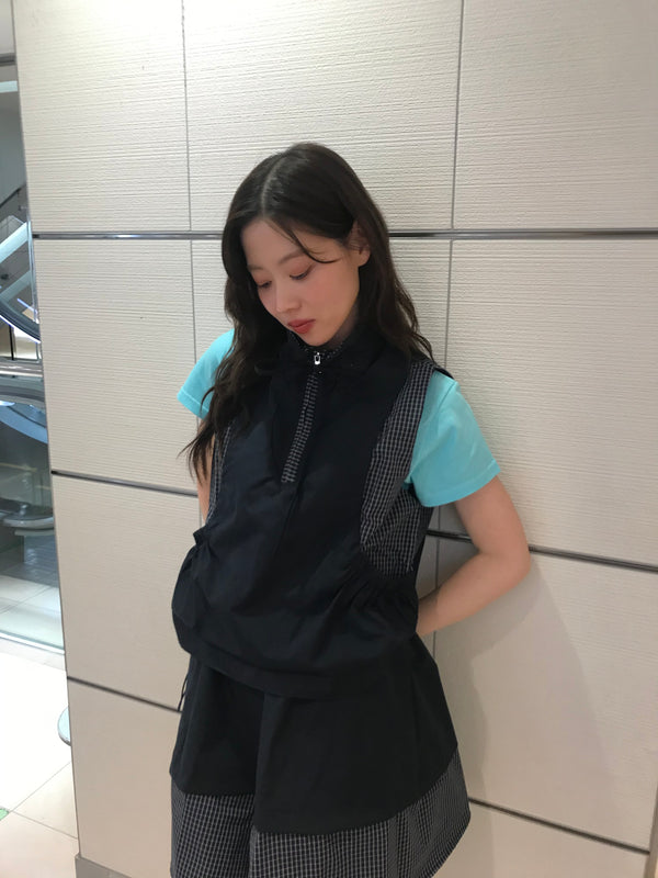 check vest & skirt set